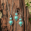 Bohemian Ethnic Style Zinc Alloy & Synthetic Turquoise Pendant Necklaces & Dangle Earrings Sets WG7E01E-05-1