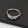 Constellations Rhodium Plated 925 Sterling Silver Micro Pave Clear Cubic Zirconia Adjustable Rings for Women RJEW-P130-01P-A-2