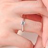 Rhodium Plated 925 Sterling Silver Micro Pave 5.2x3.1mm Moissanite Finger Rings for Women WG6524C-13-4