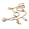 304 Stainless Steel Dolphin Sea Horse & Acrylic Pearl & Natural Shell Pendant Bib Necklaces for Women NJEW-G181-03G-2