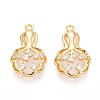 Brass Micro Pave Clear Cubic Zirconia Cat Eye Pendants KK-T071-16G-B01-1