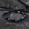 Natural Blue Veined Stone Black Agate Cylinder Men's Bracelets MW6661-2