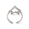 304 Stainless Steel Hollow Star Open Cuff Rings for Women RJEW-K258-07P-4