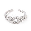 Clear Cubic Zirconia Curb Chains Shape Open Cuff Ring RJEW-E072-17P-2