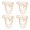 4Pcs Moon & Star Alloy Rhinestone Hanging Chain Brooch JEWB-FG0001-84A-1