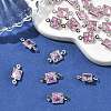 SHEGRACE Brass Pave Cubic Zirconia Square Connector Charms XGRQ2O264-440E-P-4