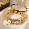 5Pcs 5 Styles 304 Stainless Steel Beads Stretch Bracelets UF8156-1-2