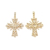 Cross Brass Micro Pave Clear Cubic Zirconia Pendants KK-G435-25G-1