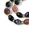 Natural Rhodonite & Eagle Eye & Obsidian Beads Strands G-N358-04A-03-4
