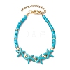 2Pcs Synthetic Turquoise & Plastic Pearl Beads Link Bracelets for Women BJEW-JB11286-3