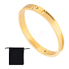 1Pc Stainless Steel Grooved Bangles STAS-UN0042-51G-1