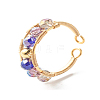 Electroplate Faceted Glass Beads Cuff Ring for Teen Girl Women X1-RJEW-TA00013-04-1