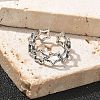 Sterling Silver Open Cuff Rings for Women RJEW-R008-01AS-07-2