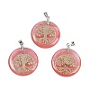 Cherry Quartz Glass Flat Round Pendants G-Q188-01P-05-1