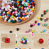 Spray Painted Wooden Beads WOOD-PA0001-53B-6