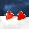 Brass Enamel Stud Earrings for Women EJEW-A126-05B-G-5