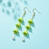 Acrylic Flower with Plastic Pearl Long Dangle Earrings EJEW-JE04941-03-3