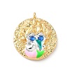 Brass Micro Pave Cubic Zirconia Enamel Pendants KK-L250-08G-01-1