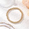 Electroplated Natural Lava Rock Round Beads Stretch Bracelets for Women Men BJEW-JB11982-02-1