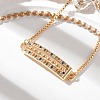 Rectangle Brass Micro Pave Cubic Zirconia Link Slider Bracelets KK-R217-52G-3