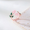 Rose Alloy Enamel Cuff Rings for Women FS-WGBA561-06-1