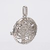 Filigree Flat Round Brass Cage Pendants LS-KK-K115-08P-NR-1