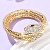 Snake Alloy Rhinestone Bangles for Women LS-BJEW-G085-01G-02-2