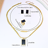 Stainless Steel Plastic Rectangle Earrings & Double-layer Necklaces & Rings Sets for Women UQ8925-5