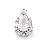 Brass Micro Pave Clear Cubic Zirconia Pendants KK-Z084-09P-04-1