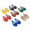 7 Pairs 7 Styles Wood Stud Earrings EJEW-TA0001-51-2