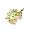 Brass Micro Pave Clear Cubic Zirconia with Glass Charms X1-KK-G525-06G-04-2