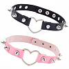 2Pcs 2 Colors Adjustable Gothic PU Leather Alloy Heart Spike Rivet Heart Choker Necklaces for Women NJEW-CL0001-17B-1