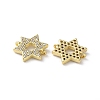 Rack Plating Brass Micro Pave Clear Cubic Zirconia Connector Charms KK-P245-03G-2