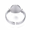 304 Stainless Steel Oval Open Cuff Ring RJEW-T023-53P-2