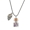 Glass Bottle & Alloy Shell Pendant Necklace NJEW-FZ00016-2