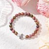 2Pcs Natural Rhodonite & Unakite & White Jade & Polychrome Jasper & Rose Quartz Round Beaded Stretch Bracelets BJEW-JB11953-4