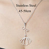 Non-Tarnish 201 Stainless Steel Hollow Leaf Pendant Necklace NJEW-OY001-54-3