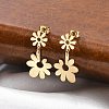 304 Stainless Steel Dangle Stud Earrings for Women EJEW-Q009-01G-1