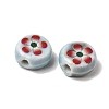 Flat Round Handmade Floral Porcelain Beads PR-CBA03B0-02A-2