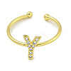 Rack Plating Brass Open Cuff Rings for Women RJEW-F162-02G-Y-2