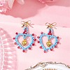 Glass Seed Beads Dangle Stud Earrings EJEW-MZ00396-04-1