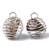 Iron Wrap-around Spiral Bead Cage Pendants IFIN-R239-07P-2