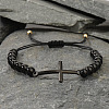 Natural Black Onyx Round Bead Braided Bead Bracelets LS-FL7803-4-1