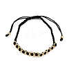 Square Brass Cotton Cord Adjustable Braided Bracelets BJEW-L568-05G-4