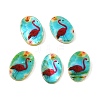 Natural Freshwater Shell Double Face Printed Oval Charms SHEL-T020-05A-1