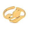 Ion Plating(IP) Tulip 304 Stainless Steel Open Cuff Finger Rings for Women X-RJEW-P114-05G-2