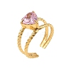 304 Stainless Steel & Cubic Zirconia Cuff Open Rings for Women RJEW-G376-01G-01-2