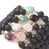 7Pcs 7 Sytle Natural Mixed Gemstone Square & Round Beaded Stretch Bracelets Set for Women BJEW-JB09939-6