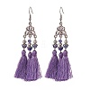 Polyester Tassel with Glass Beaded Chandelier Earrings EJEW-TA00183-04-1