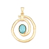 Rack Plating Alloy Pave Imitation Turquoise Resin Big Pendants FIND-N005-41G-1